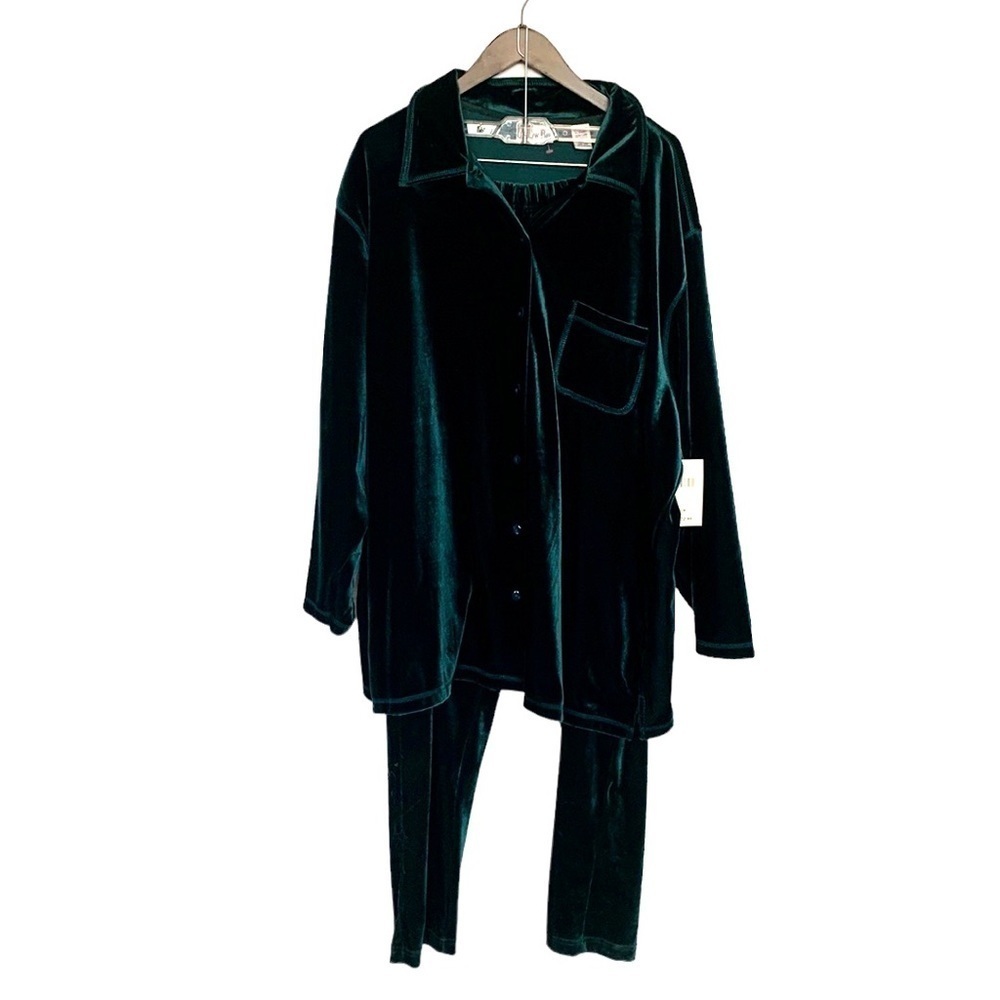 Willow Bay NWT Womens Plus Size Velour Big Shirt & Pants Lounge Green 3x NWT
